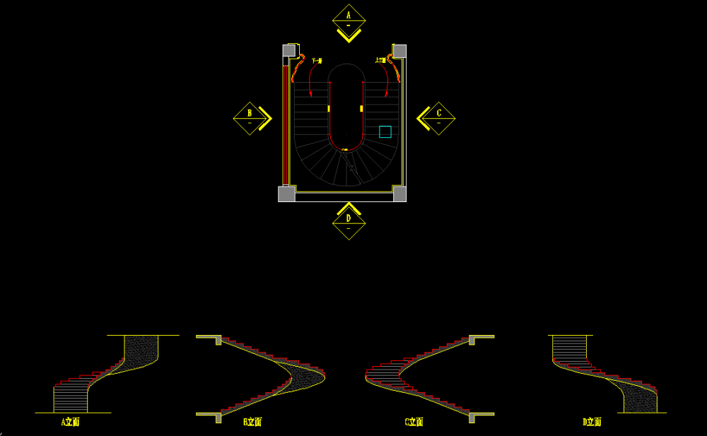 求旋转楼梯CAD立面画法_QQ截图20140819123115.png