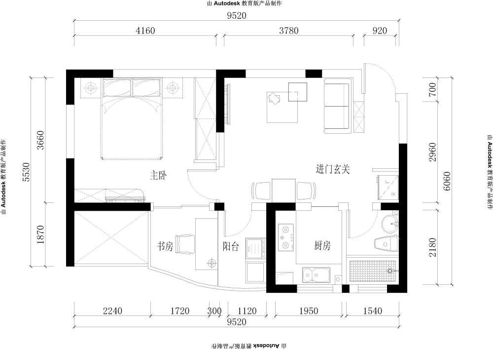 一个单身公寓考虑的平面方案。效果图做的不好，大家各..._亦翔国际-Model.jpg11.jpg