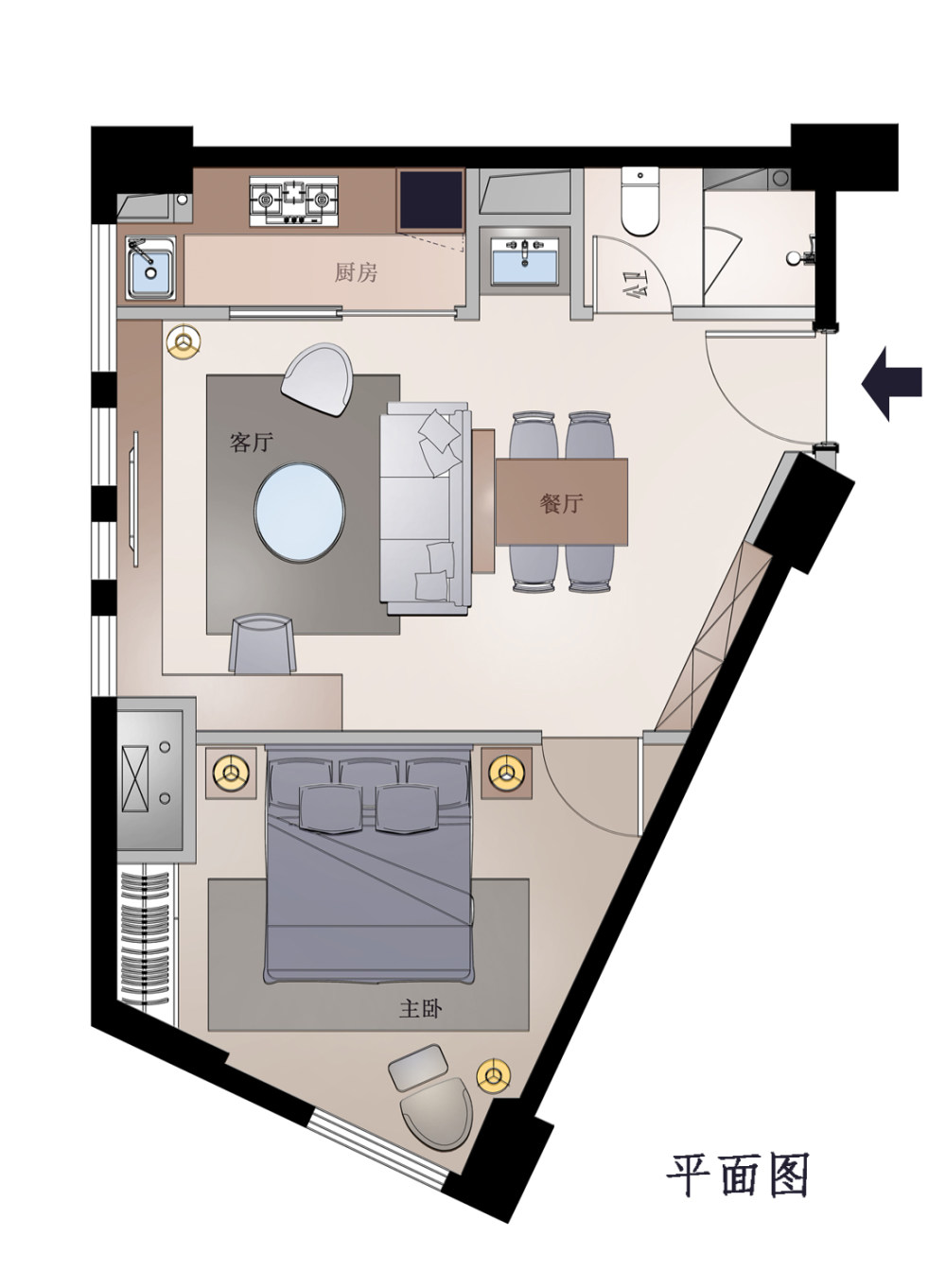 【第11期-住宅平面优化】一个异形小户型14个方案 投票奖励DB_住宅副本.jpg