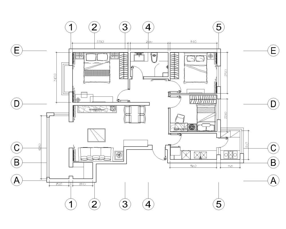 一个很难搞定的户型，求大家支招_C1-1-布局1.jpg