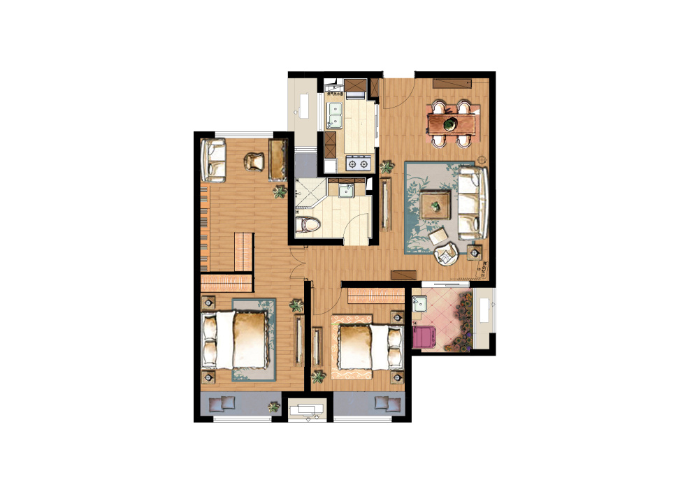 小弟自家住宅 自己做了个方案 求大神指点_B户型平面方案.jpg