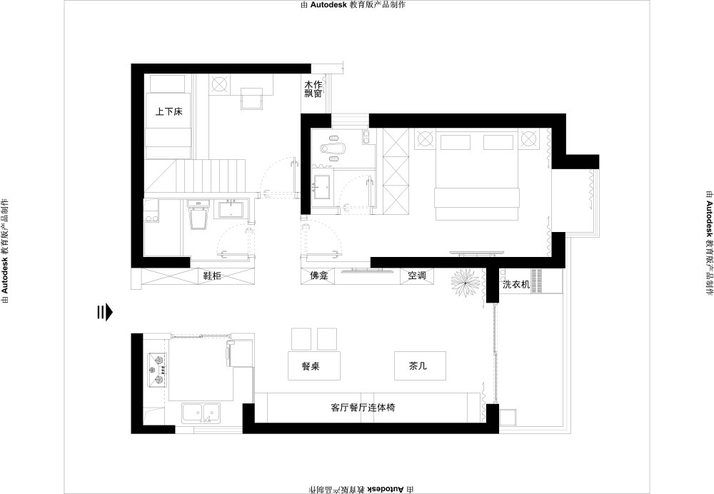 简单户型，带求不简单的布局_下图为鄙人所想，感觉太单调，普通没有灵动性。