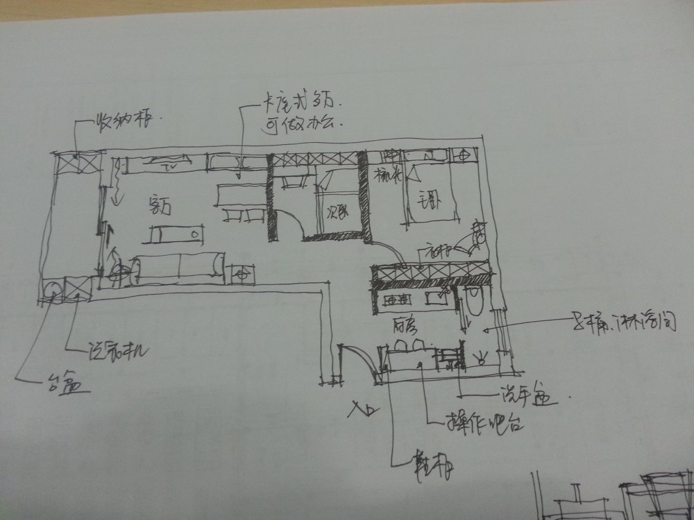 手枪房型，求助_小户型平面图手稿.jpg