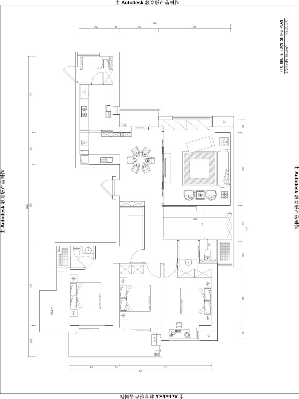 150m²的中式风格，自己做的方案部署很满意，请大家指教_平面布置图.jpg