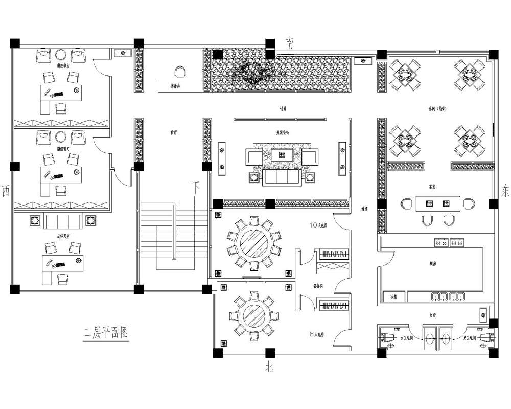 一个办公及餐饮空间平面布置图，欢迎大家来拍砖，使劲拍_平面布置图（二）.jpg