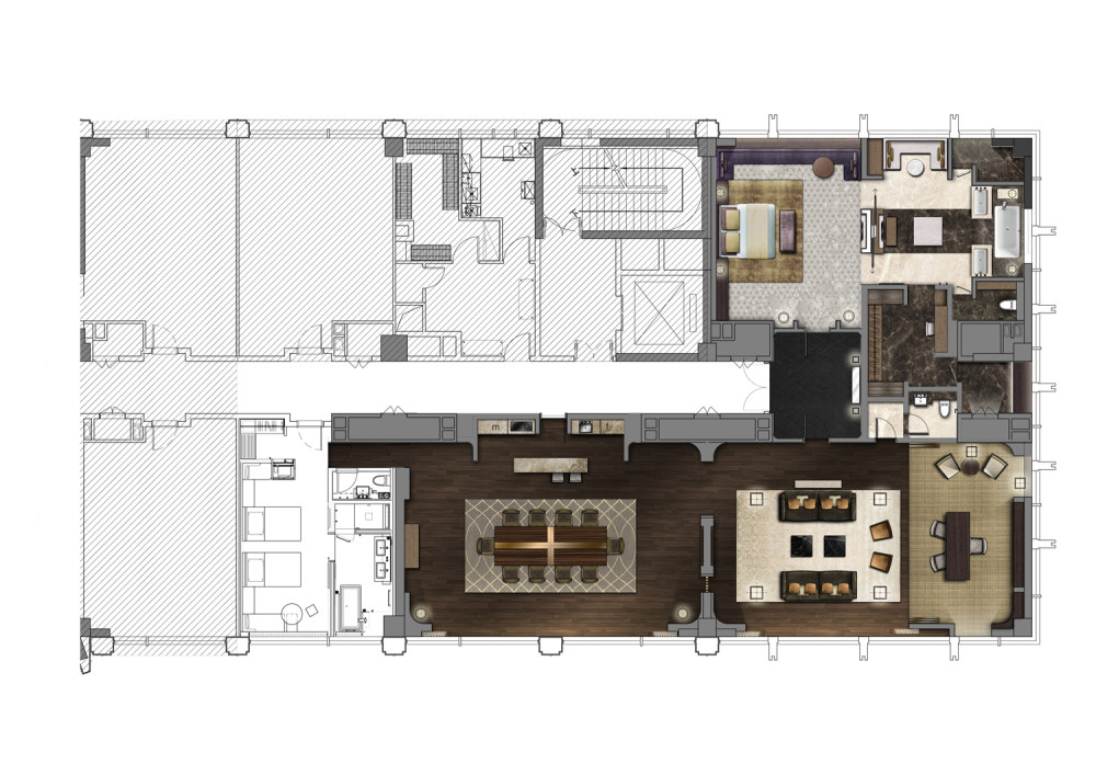 境外公司彩色平立面PSD(软装方案素材)_S4 Presidential suite plan - A3 - 1-100.jpg