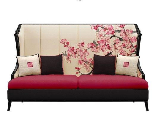 可以定制的新中式家具 方便方案使用_AF-3A桃色双人沙发.jpg