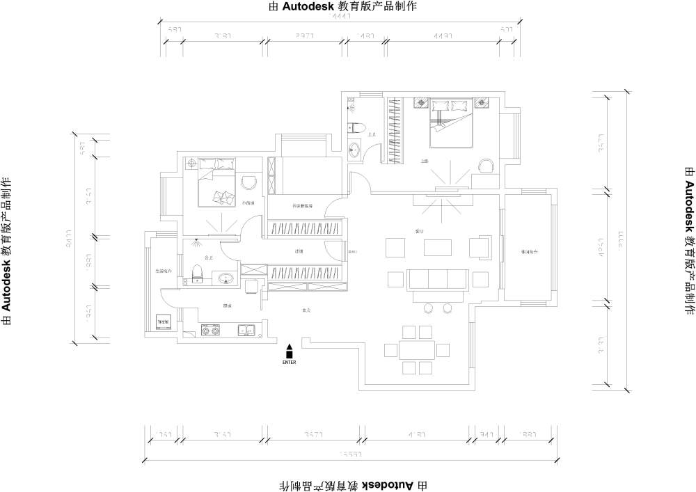 有个常规户型，想做个不太常规的方案，求助一下大神_@IDhoof_@IDhoof_新块-Model.jpg