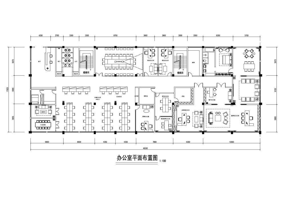 新布的一个办公空间跪求突破_平面图