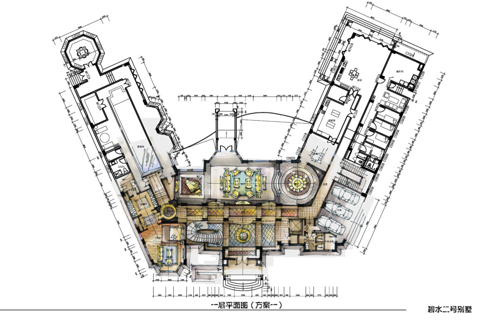 自己手绘的别墅概念方案_06.一层平面图（方案一）.jpg
