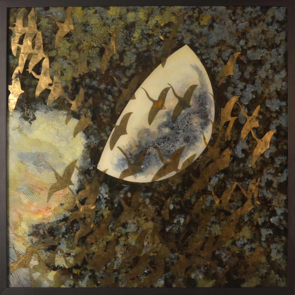分享一些独特工艺挂画（玻璃手绘裂彩画）_系列：明圣十三玻璃裂彩飞鸟系列；编号：LC099-1；尺寸：1000X1000；材质：纯手绘钢化.jpg