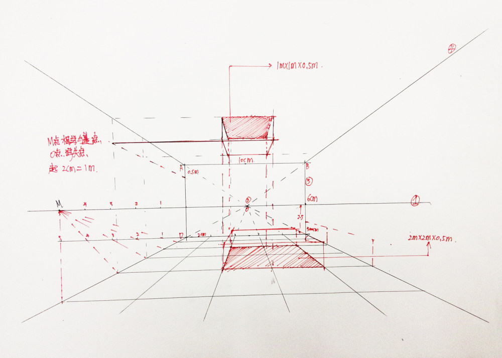 手绘基础（透视的原理）每天发出一份练习，找到方向。_我们在做个吊灯，我们把一个正方形当成吊灯，我们找到中间一个格子做他的垂直线找到正方形，我们在找到它的 ...