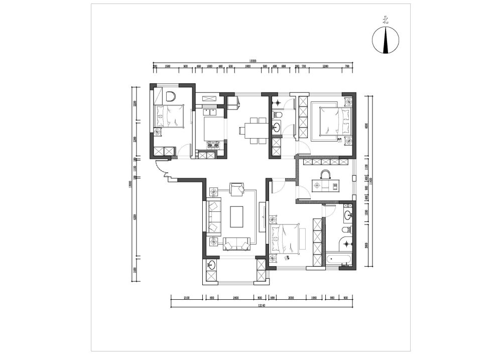 150平房子，两套设计方案，求大神指点_平面图 Model (2).jpg