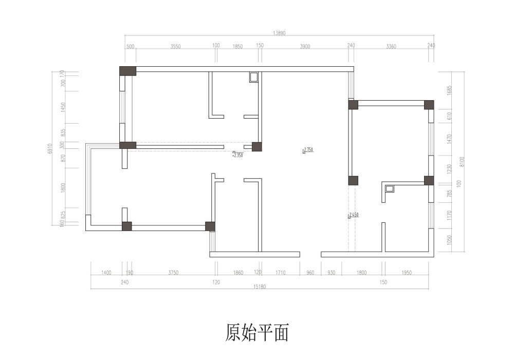 家装平面求大神优化，望各位出谋划策，必有重谢！！_原始平面.jpg