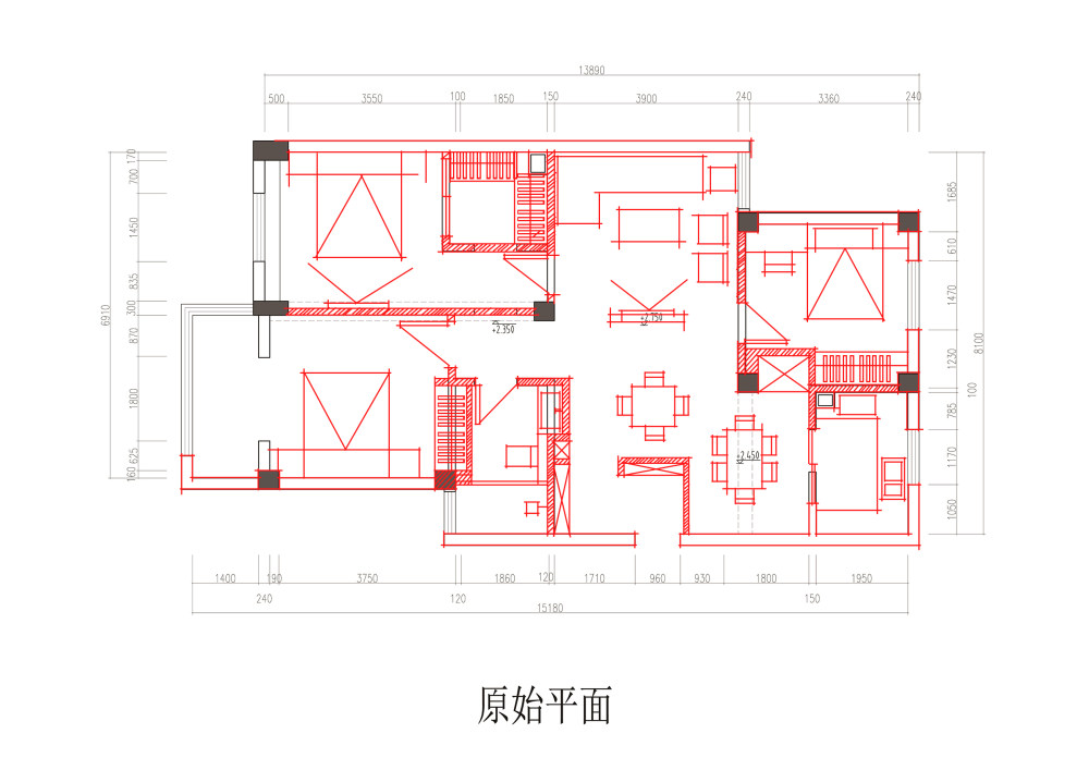 家装平面求大神优化，望各位出谋划策，必有重谢！！_@IDhoof_原始平面2.jpg