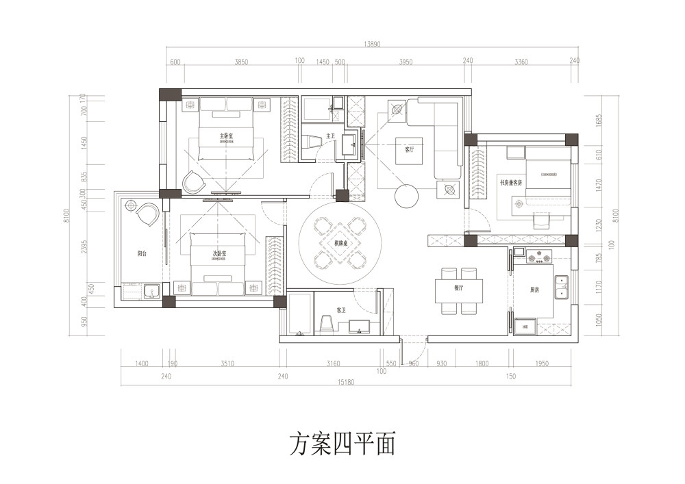 家装平面求大神优化，望各位出谋划策，必有重谢！！_平面方案四