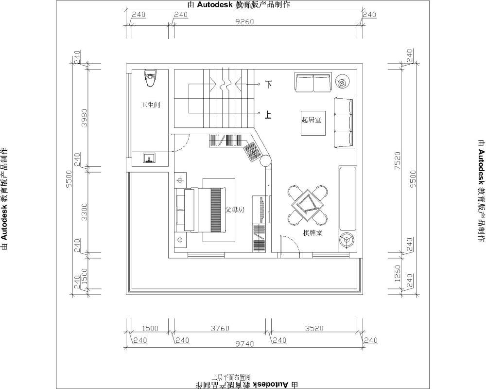 一四层住宅。四楼不用做，求大神指点，现献上原始CAD图..._二楼改