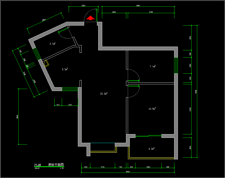 异形两居，求平面方案（附有CAD文件）_原始平面