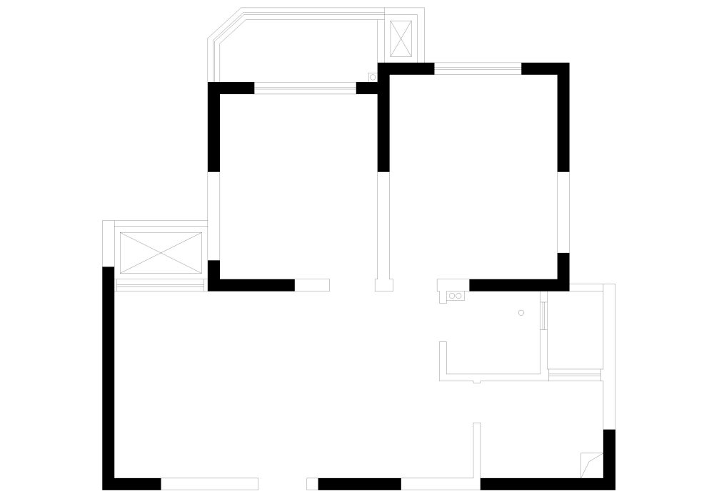 规整两房户型，求新思路_原始图