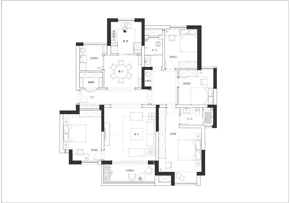 设计自家房子，164平经典户型求助！好的建议会....._@IDhoof_原始结构图-Model.jpg