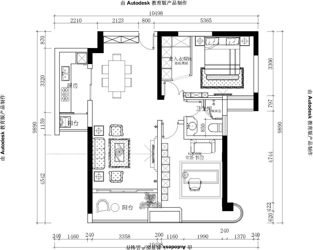 90方新房，求助平面方案_@IDhoof_CAD平面图-Model.jpg