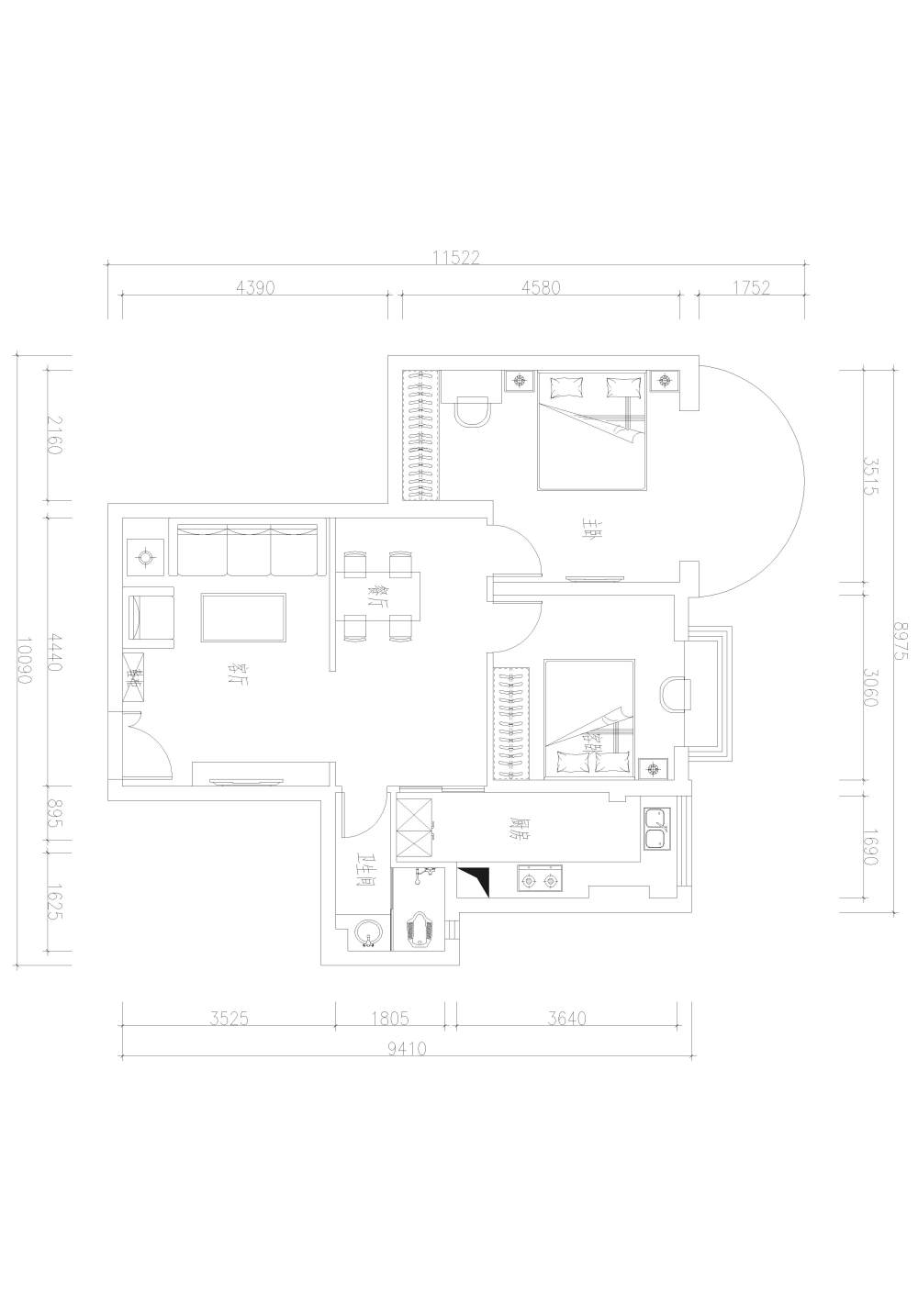 又一奇葩户型，客厅和餐厅空间该如何分区，还要做欧式..._@IDhoof_Drawing1-Model.jpg