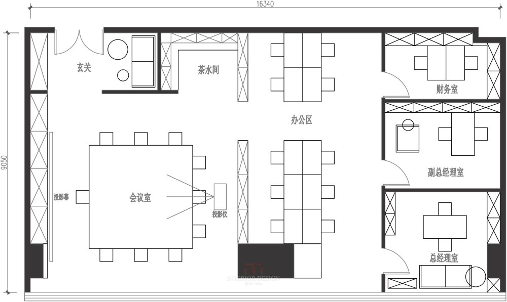 外贸公司办公室平面方案，希望大家给点意见_Drawing1-Model 副本副本.jpg