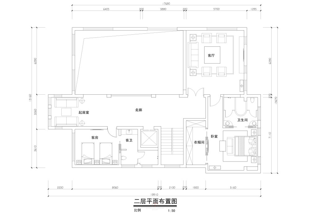 中式别墅进行曲--从没有主题思想开始。。。。。。_二层原始平面布置图