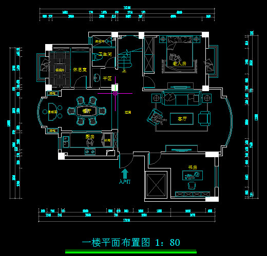 200平的房子，自己做的方案，求马蹄大师们拍砖点评。_一楼平面布置图.jpg