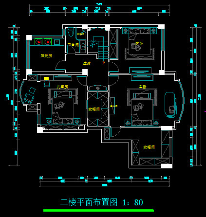 200平的房子，自己做的方案，求马蹄大师们拍砖点评。_二楼平面布置图.jpg