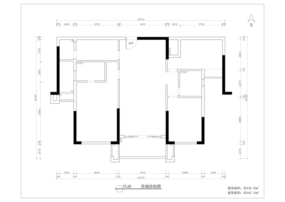 平面方案探讨，可改性不高的户型。_原墙结构图