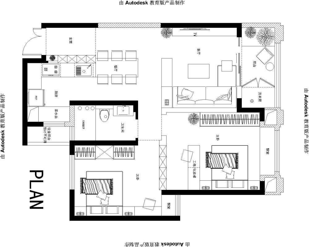 87平米自住用房求平面优化设计，悬赏600DB！_87平米-Model.jpg