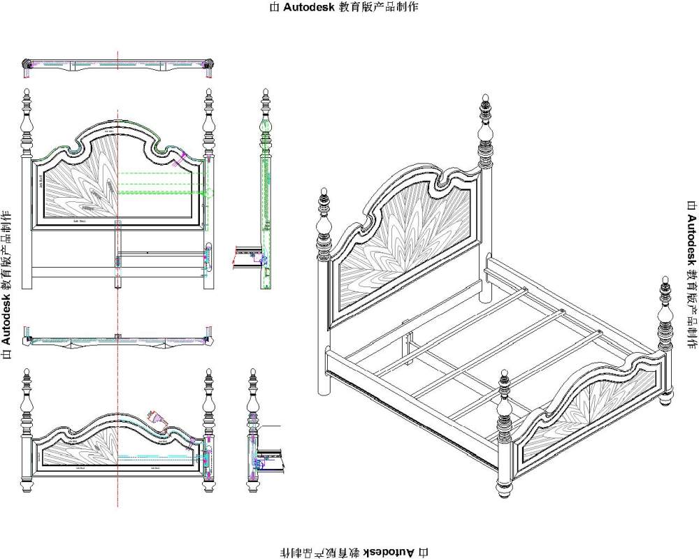 家具设计图纸_美式床