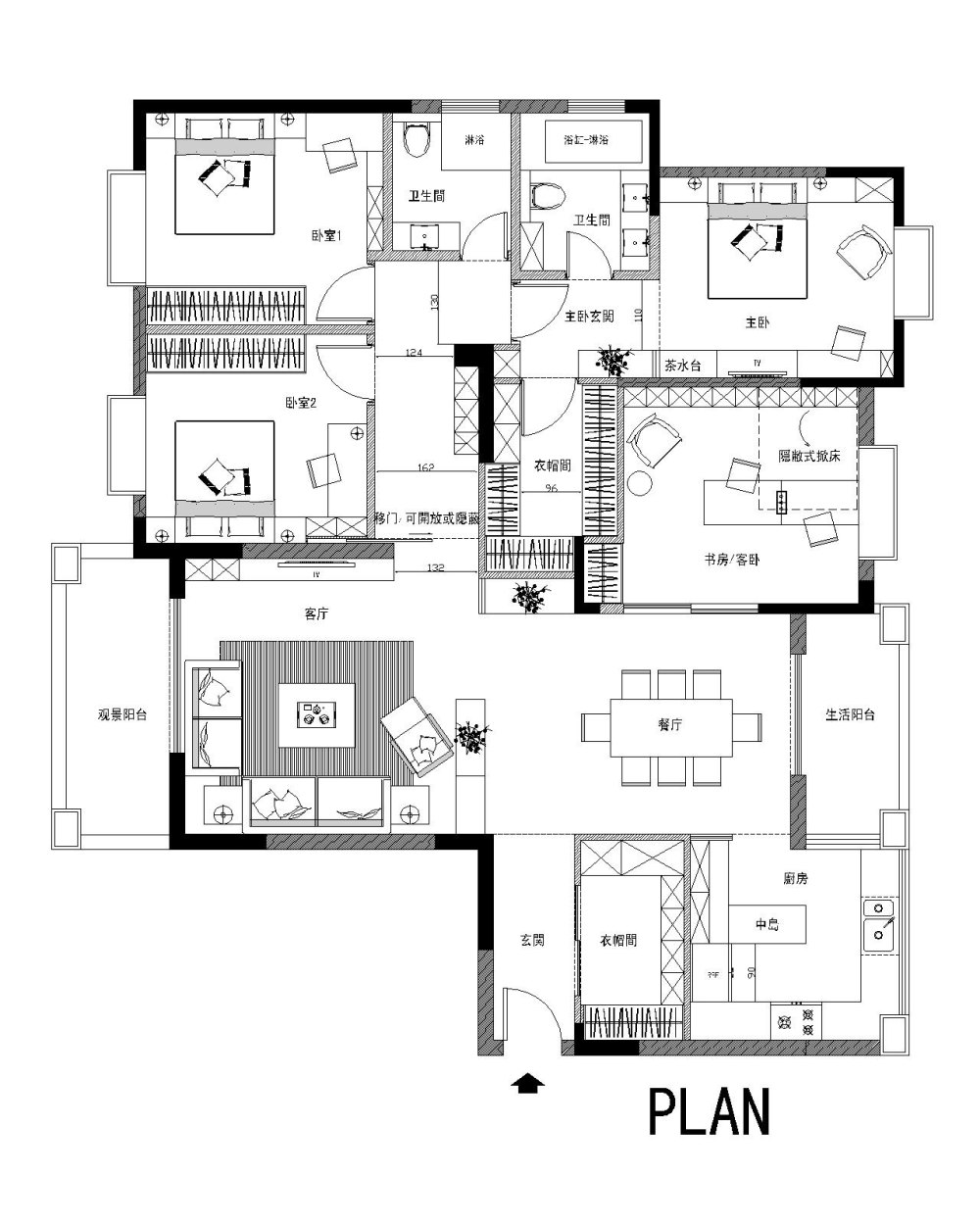 170平米户型平面，求大师们给点设计指导_碧景园平面图-Model.jpg