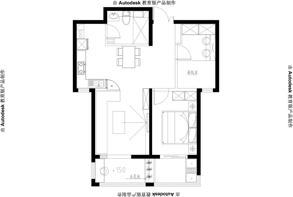 格局要求不高，但是不知道怎么下手，求思路~~_两居室原始图.81-Model.jpg