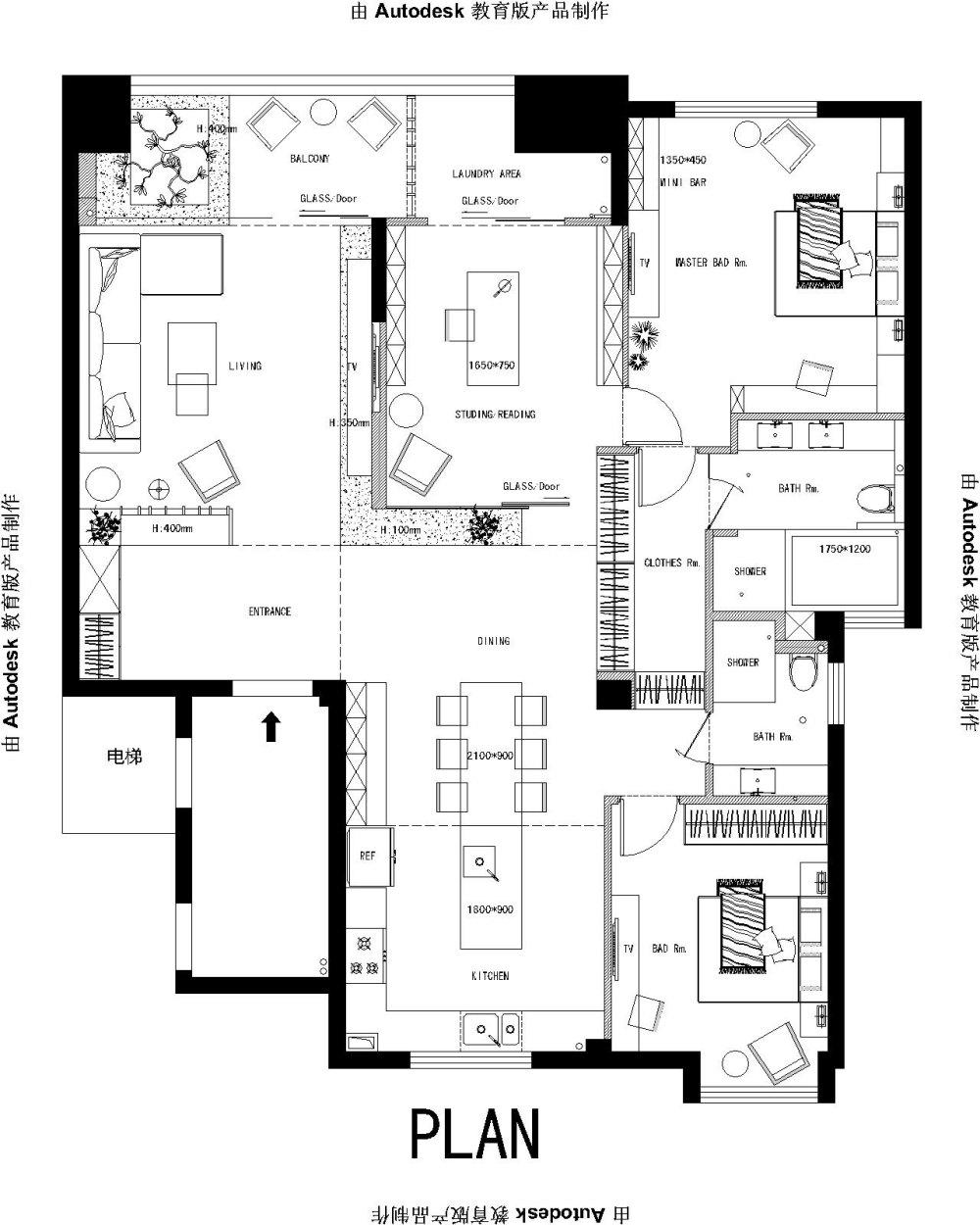 一套150方平面布置图，求指导，有CAD_111-Model.jpg