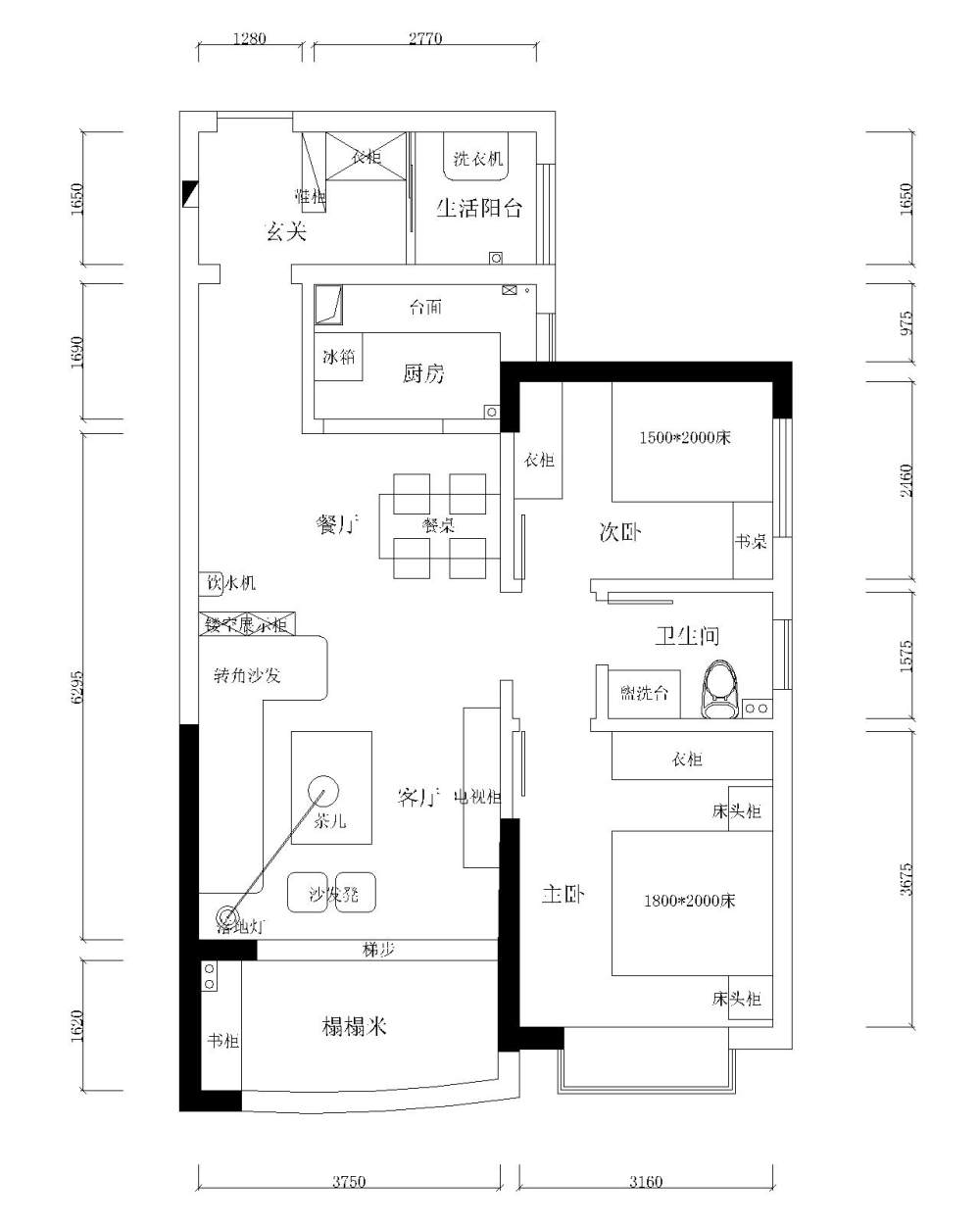 两房改三房 求大神出手_江山帝景（方案二）.jpg