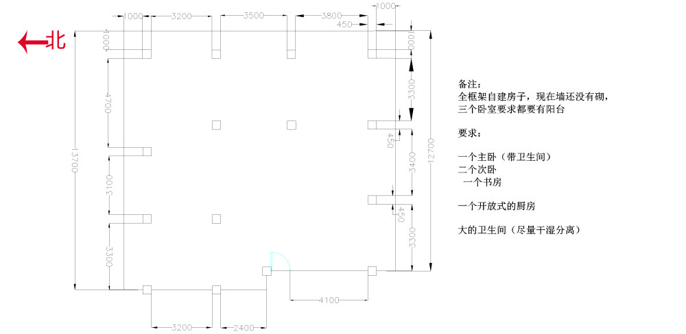 自建框架房，要求设计一套平面布局图_55b44246393ac.jpg