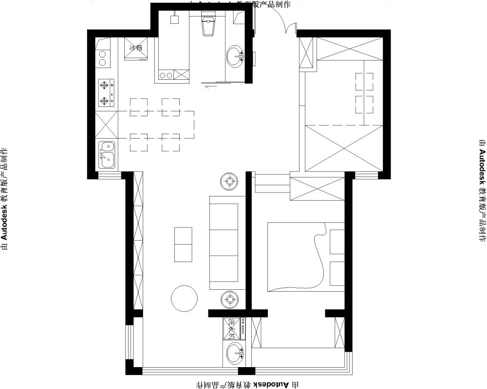 80后婚房平面交流设计_两居室原始图.81-Model.png