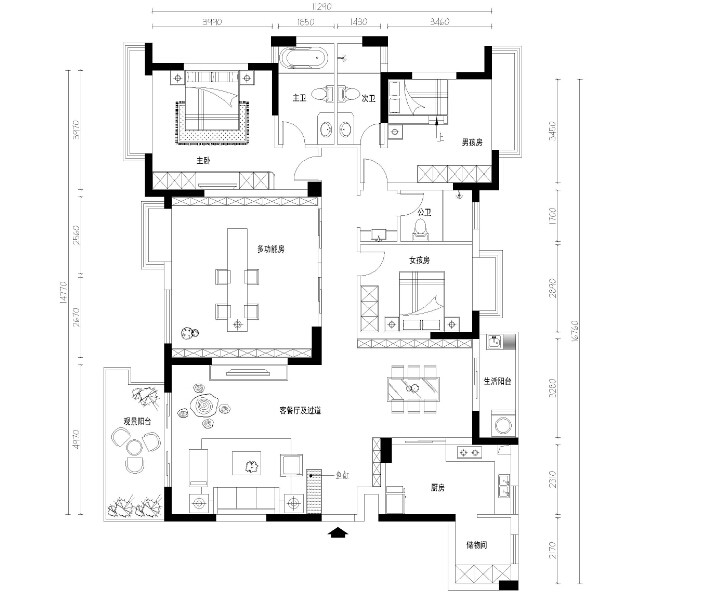 差不多200平方的房子，请大神的给些建议。里面有CAD_平面布置