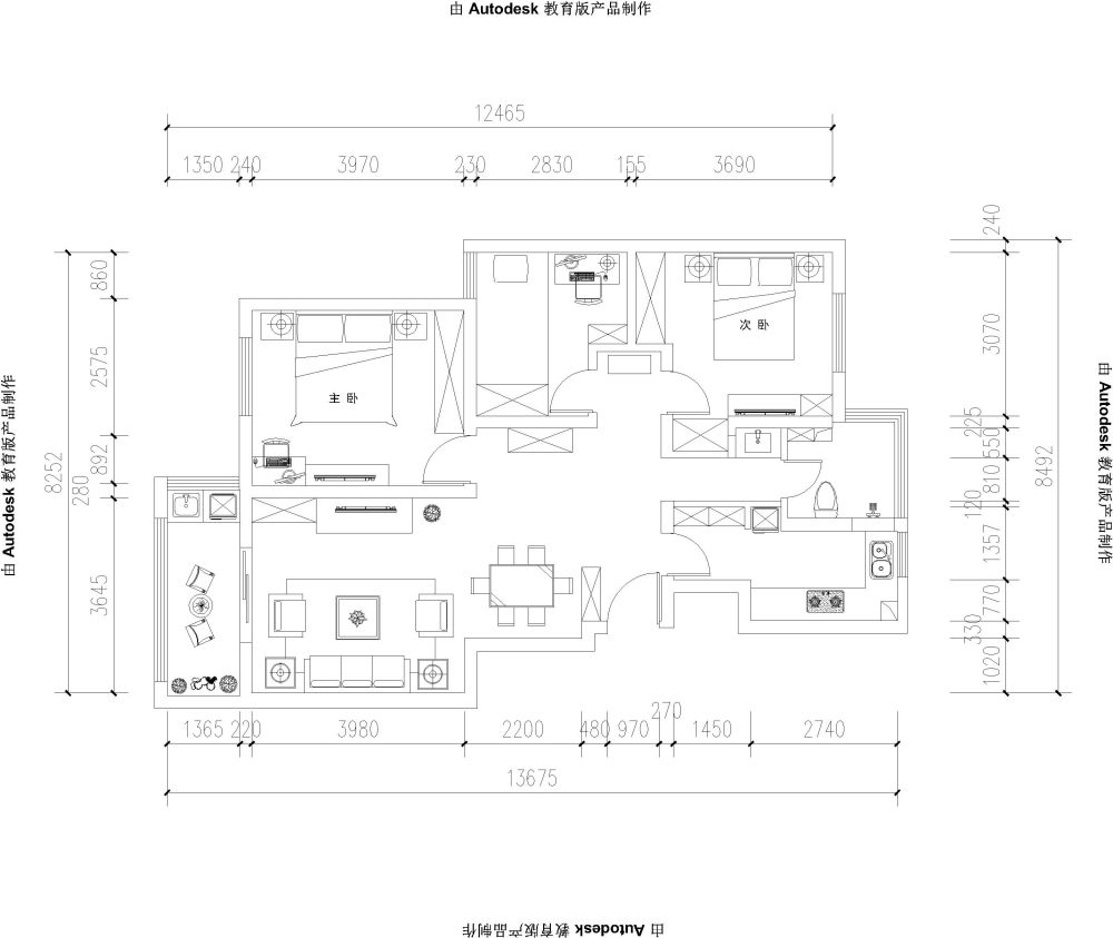 紧凑户型求大神优化。_1dwg-Model.jpg