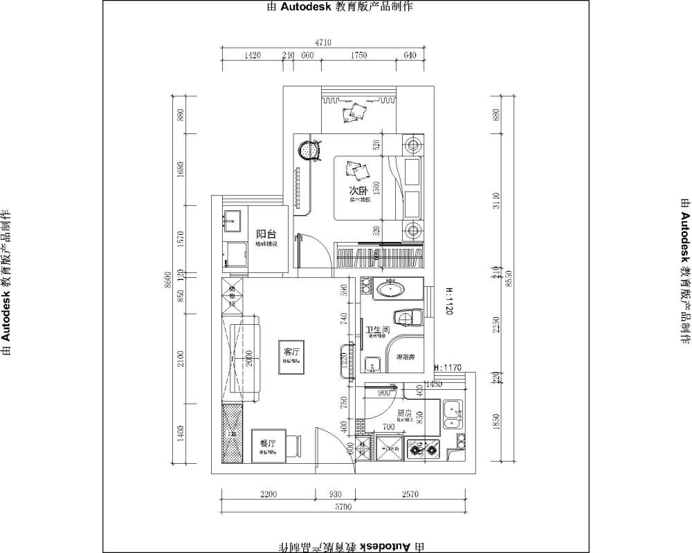 40几平方的小户型_平面布置