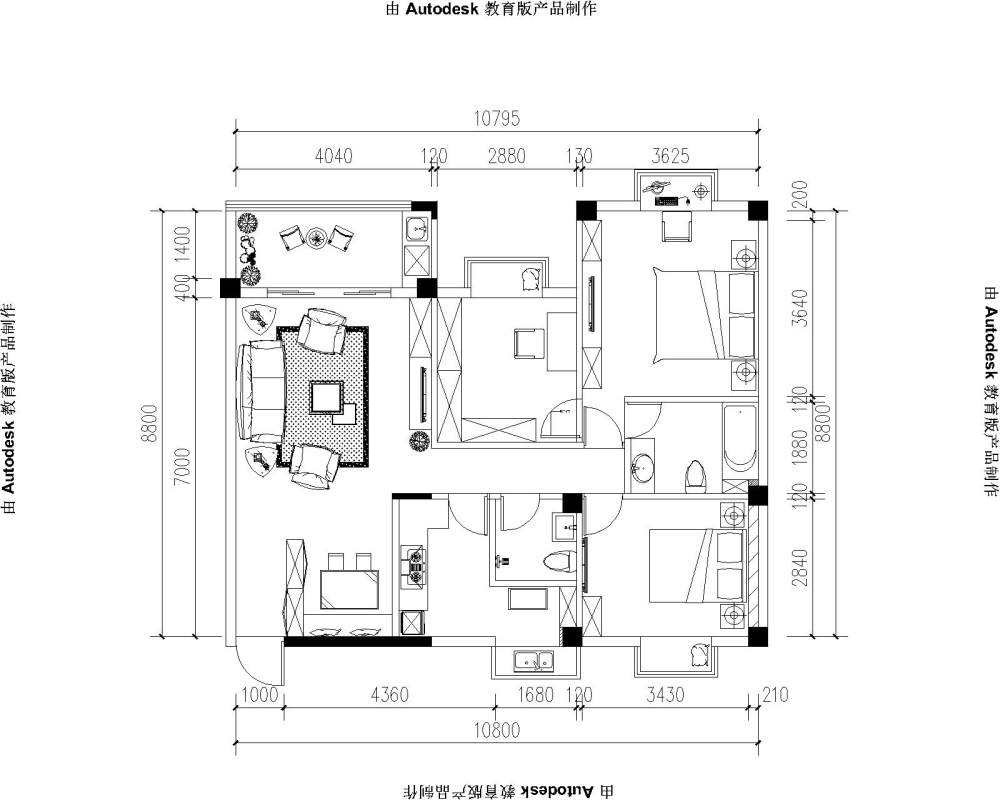 哪位大神帮想下平面布局啊！小弟万分感谢！_平面尺寸图-Model.jpg