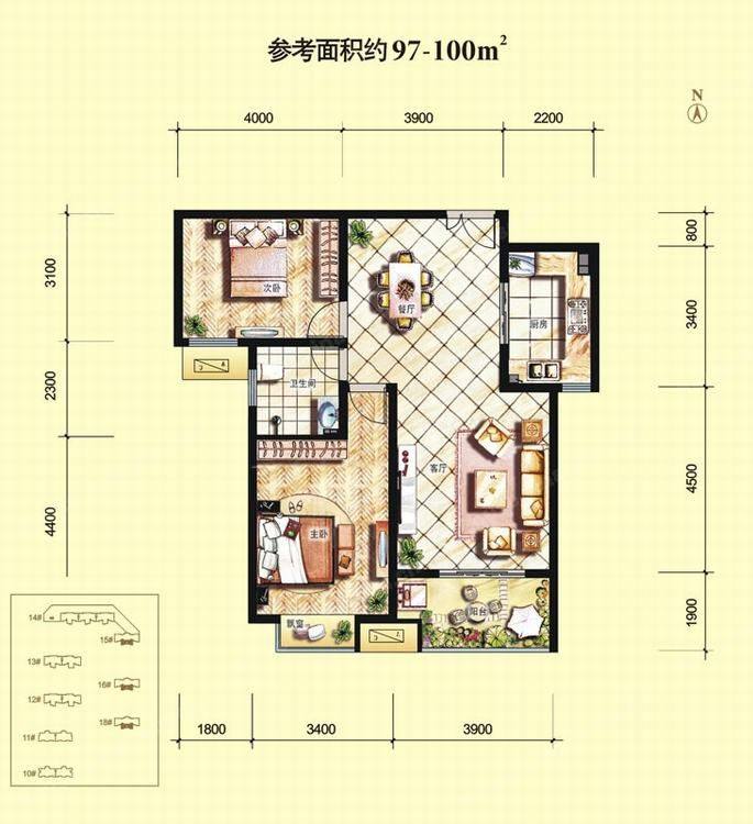 90平经典户型求助_这是开发商给的户型图，里面也没有什么要砸的要砌的墙，经典户型。