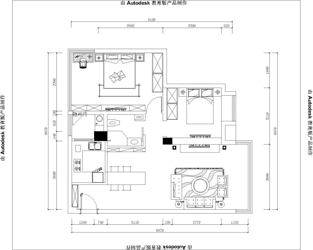 71方小住宅，坐等大神指导。。。。_平面-Model.jpg