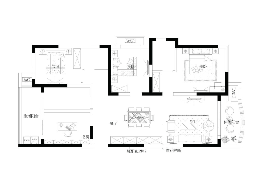 精装房难再设计，求创新平面，虚线框选的不需要设计_0823-Model.jpg