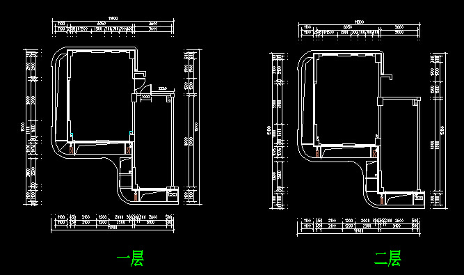 这是原始户型，左边是一层，右边是二层。一个中间套一个边套两个户型。