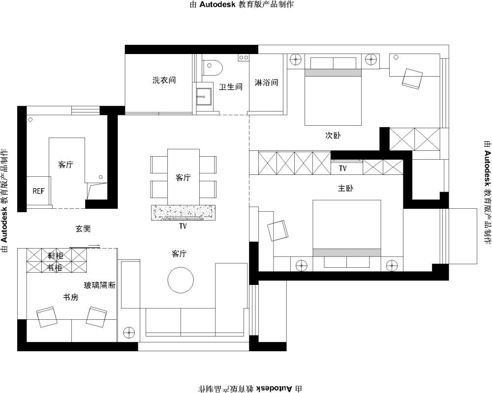 一个普通户型 采光不太好 求大神们赐教  互相沟通学习_简欧风格-Model.jpg