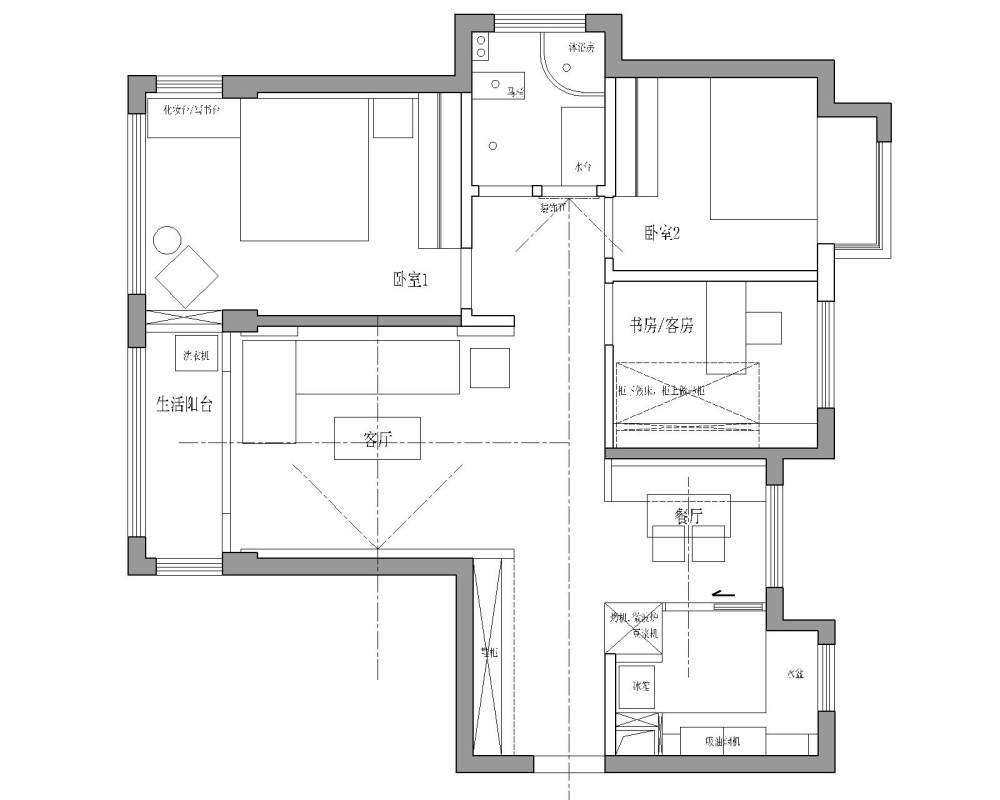 妹纸自家96平小三房平面方案求大神指点_ooooooo-Model.jpg