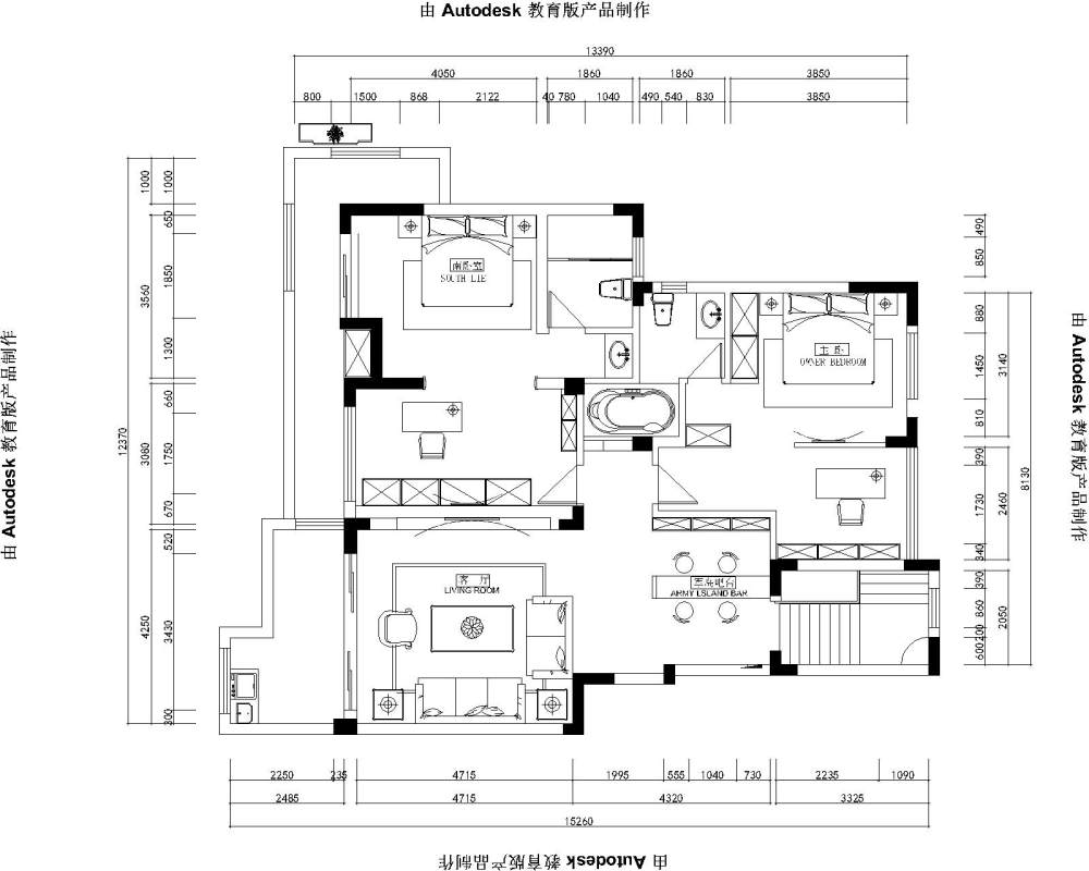 此户型可以大动，基本上好多都可以敲，求指教我做的方案_这是二楼，要做两个大套间，客厅的话根据设计师来定需要